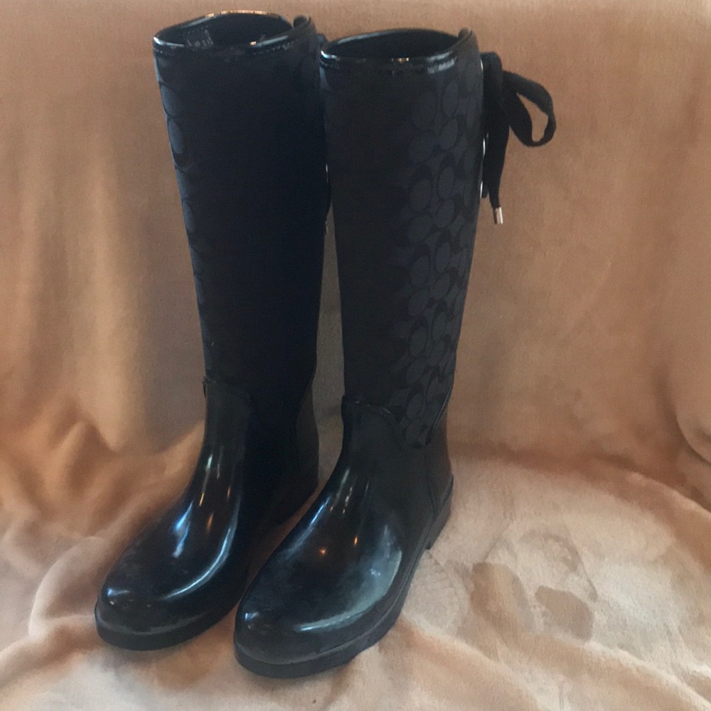 Coach Tristee Black Rain Boots